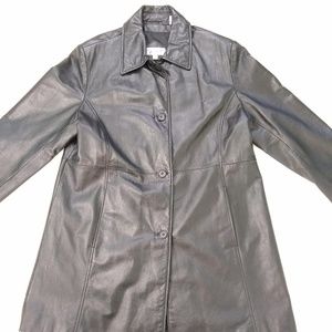 Ricardo | Black Leather Jacet Trench Coat